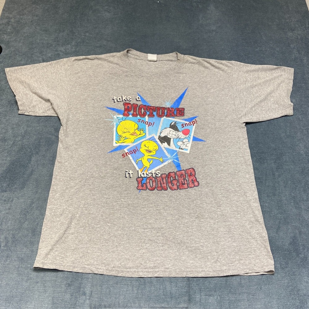 VTG Freeze Looney Tunes Tweety & Sylvester T Shirt Mens L Gray  Short Sleeve